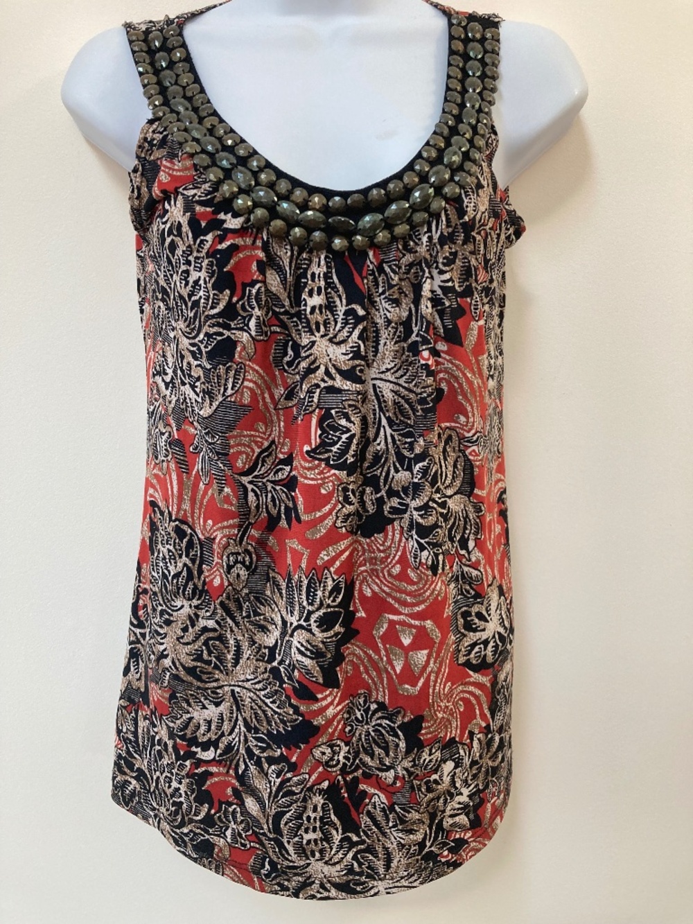 Tank with Embellished Collar, Size S